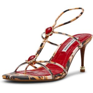 image:imageSteve Madden Womens Ramos Heeled SandalRedBrown Print Stones