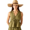 image:imageSteve Madden Improv Sun Hat Tan Lightweight Straw Hat with Faux Leather Brim Detail