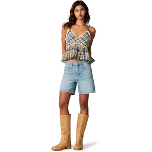 image:imageSteve Madden Womens Bryna Top in Embroidered PlaidBrown Plaid Mix