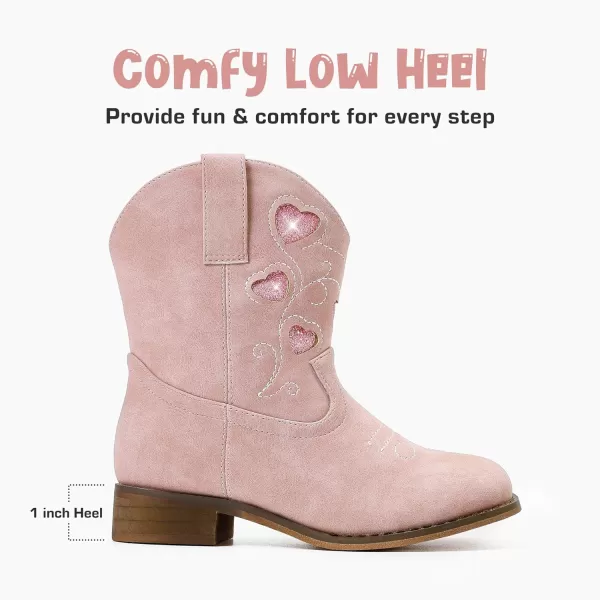 imageCowboy Boots for Kids Western Little Girl Cowgirl Boots Toddler Horse Riding Ankle Boots Birthday PartyPink