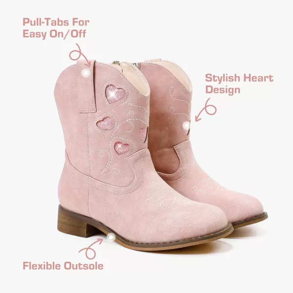 imageCowboy Boots for Kids Western Little Girl Cowgirl Boots Toddler Horse Riding Ankle Boots Birthday PartyPink