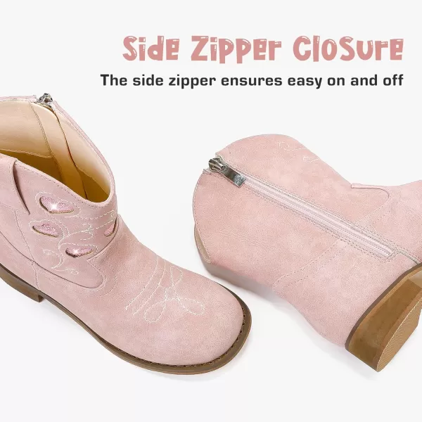 imageCowboy Boots for Kids Western Little Girl Cowgirl Boots Toddler Horse Riding Ankle Boots Birthday PartyPink