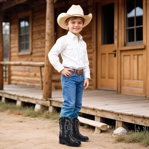 imageGirls Cowgirl Boots UnisexChild Mid Calf Glitter Toddler Cowboy Boot Little Big Kids Western Riding ShoesBlack