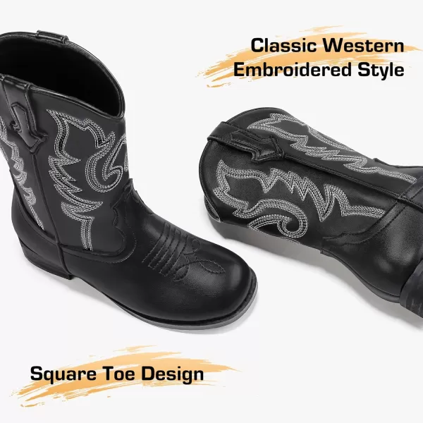 imageGirls Cowgirl Boots UnisexChild Mid Calf Glitter Toddler Cowboy Boot Little Big Kids Western Riding ShoesBlack