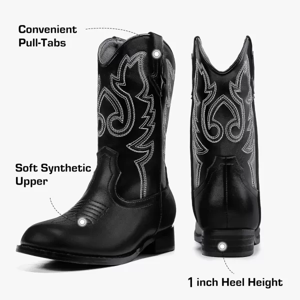 imageGirls Cowgirl Boots UnisexChild Mid Calf Glitter Toddler Cowboy Boot Little Big Kids Western Riding ShoesBlack