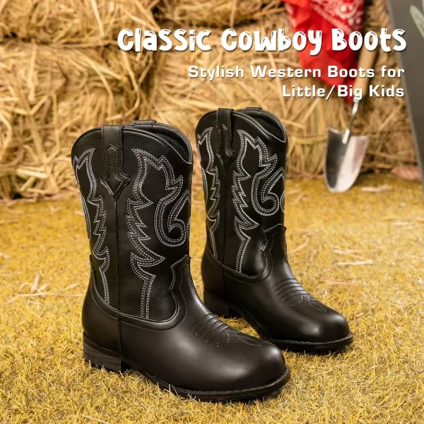 imageGirls Cowgirl Boots UnisexChild Mid Calf Glitter Toddler Cowboy Boot Little Big Kids Western Riding ShoesBlack