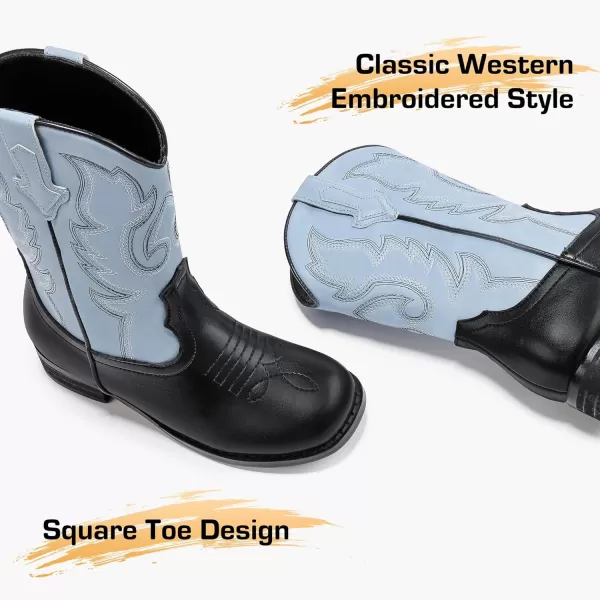 imageGirls Cowgirl Boots UnisexChild Mid Calf Glitter Toddler Cowboy Boot Little Big Kids Western Riding ShoesBlack Blue