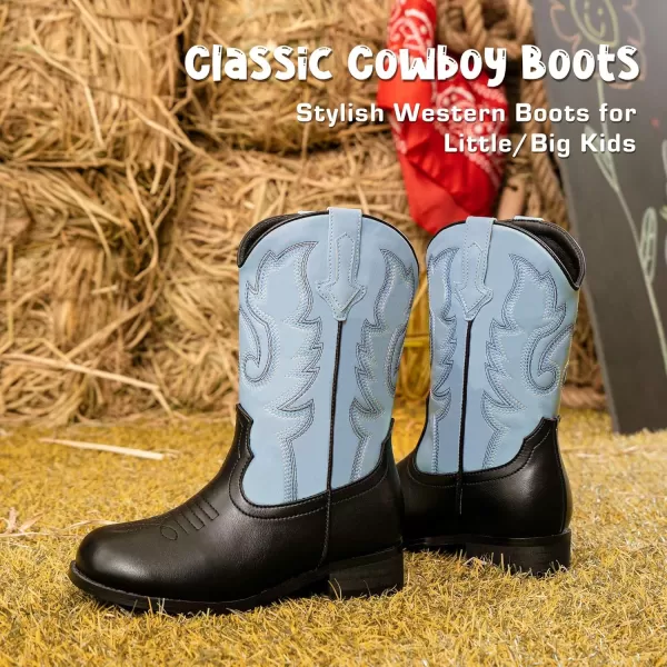 imageGirls Cowgirl Boots UnisexChild Mid Calf Glitter Toddler Cowboy Boot Little Big Kids Western Riding ShoesBlack Blue