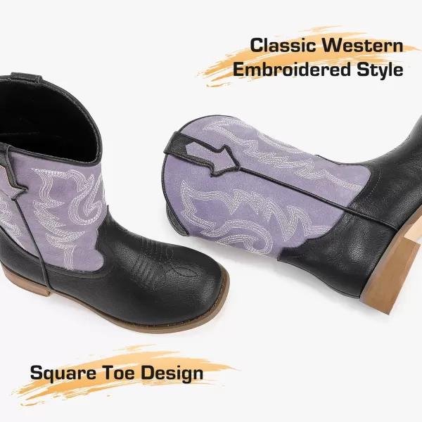 imageGirls Cowgirl Boots UnisexChild Mid Calf Glitter Toddler Cowboy Boot Little Big Kids Western Riding ShoesBlack Purple