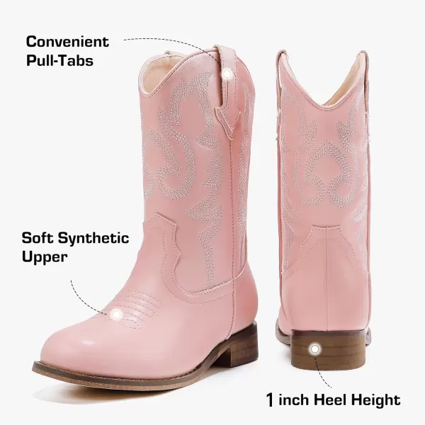 imageGirls Cowgirl Boots UnisexChild Mid Calf Glitter Toddler Cowboy Boot Little Big Kids Western Riding ShoesBlush