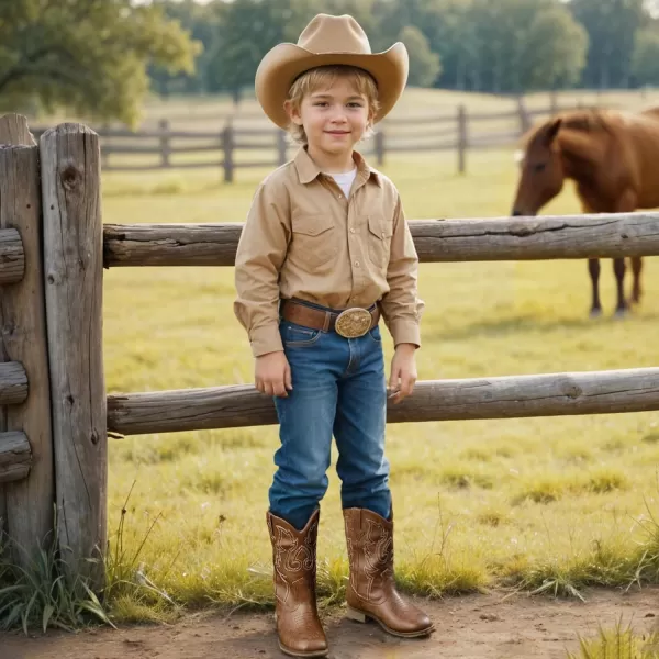 imageGirls Cowgirl Boots UnisexChild Mid Calf Glitter Toddler Cowboy Boot Little Big Kids Western Riding ShoesBrown
