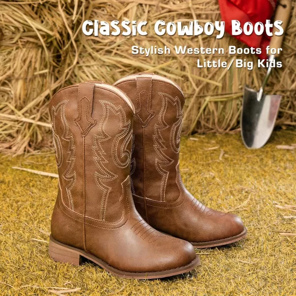 imageGirls Cowgirl Boots UnisexChild Mid Calf Glitter Toddler Cowboy Boot Little Big Kids Western Riding ShoesBrown