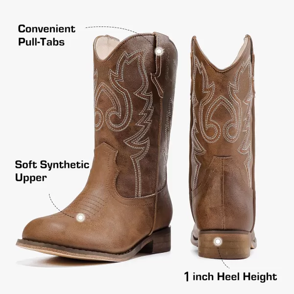imageGirls Cowgirl Boots UnisexChild Mid Calf Glitter Toddler Cowboy Boot Little Big Kids Western Riding ShoesBrown