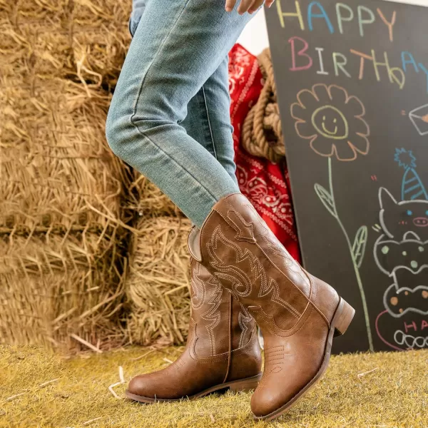 imageGirls Cowgirl Boots UnisexChild Mid Calf Glitter Toddler Cowboy Boot Little Big Kids Western Riding ShoesBrown
