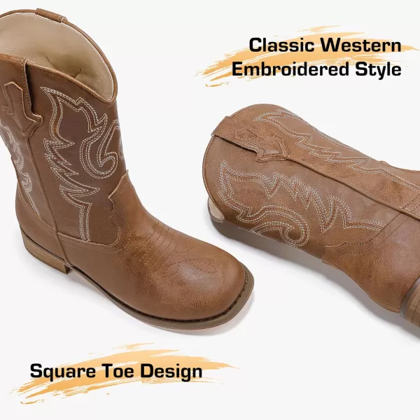 imageGirls Cowgirl Boots UnisexChild Mid Calf Glitter Toddler Cowboy Boot Little Big Kids Western Riding ShoesBrown