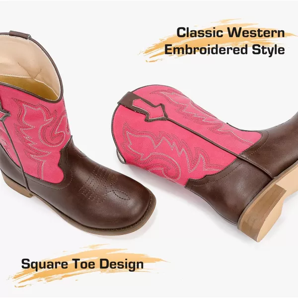imageGirls Cowgirl Boots UnisexChild Mid Calf Glitter Toddler Cowboy Boot Little Big Kids Western Riding ShoesBrown Red
