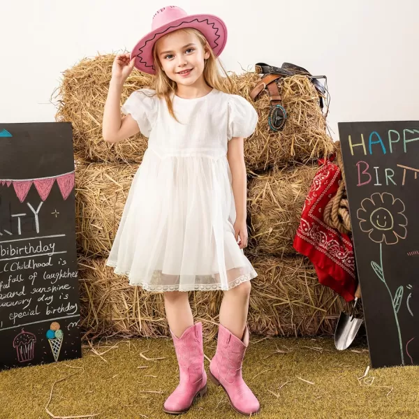 imageGirls Cowgirl Boots UnisexChild Mid Calf Glitter Toddler Cowboy Boot Little Big Kids Western Riding ShoesPink