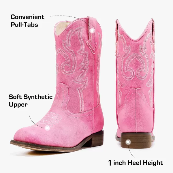 imageGirls Cowgirl Boots UnisexChild Mid Calf Glitter Toddler Cowboy Boot Little Big Kids Western Riding ShoesPink