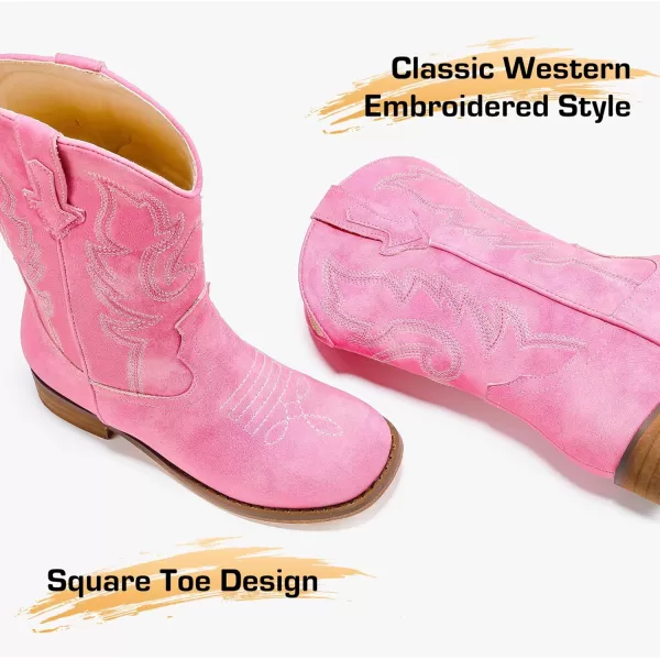 imageGirls Cowgirl Boots UnisexChild Mid Calf Glitter Toddler Cowboy Boot Little Big Kids Western Riding ShoesPink
