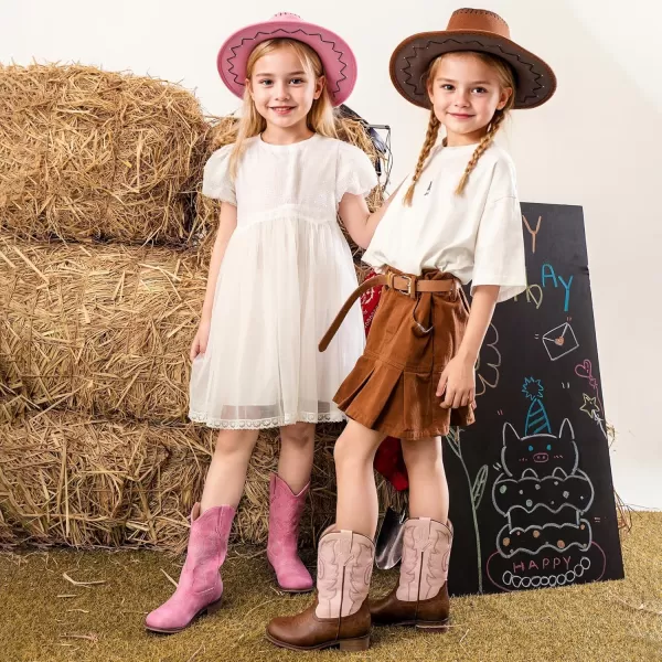 imageGirls Cowgirl Boots UnisexChild Mid Calf Glitter Toddler Cowboy Boot Little Big Kids Western Riding ShoesPink