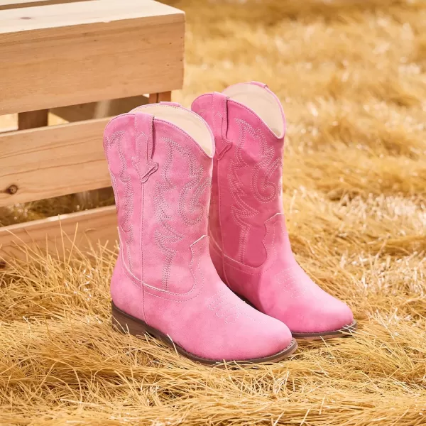 imageGirls Cowgirl Boots UnisexChild Mid Calf Glitter Toddler Cowboy Boot Little Big Kids Western Riding ShoesPink