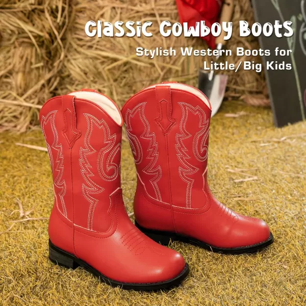 imageGirls Cowgirl Boots UnisexChild Mid Calf Glitter Toddler Cowboy Boot Little Big Kids Western Riding ShoesRed