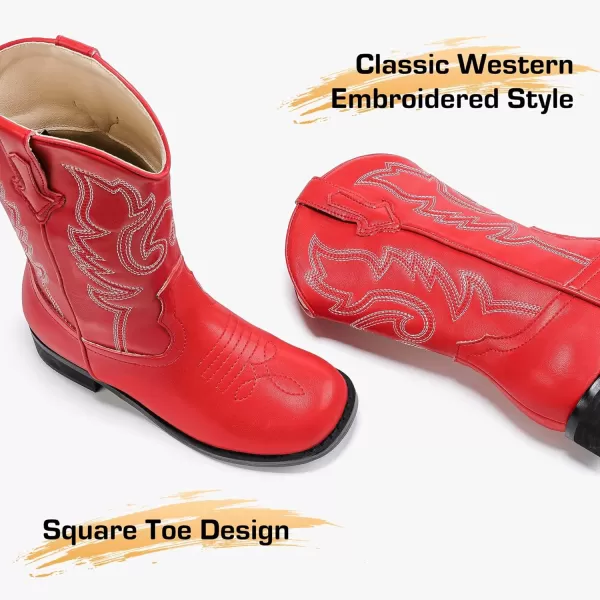 imageGirls Cowgirl Boots UnisexChild Mid Calf Glitter Toddler Cowboy Boot Little Big Kids Western Riding ShoesRed
