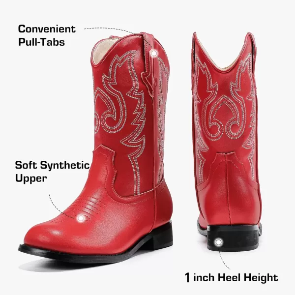 imageGirls Cowgirl Boots UnisexChild Mid Calf Glitter Toddler Cowboy Boot Little Big Kids Western Riding ShoesRed