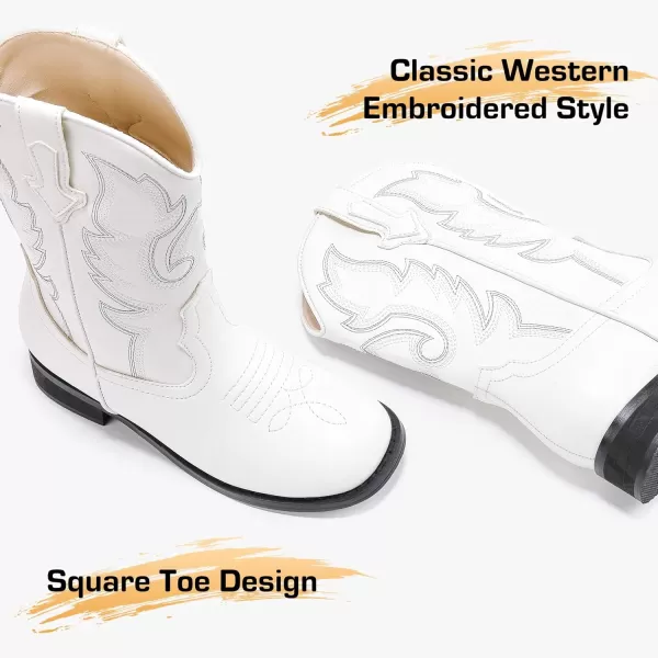 imageGirls Cowgirl Boots UnisexChild Mid Calf Glitter Toddler Cowboy Boot Little Big Kids Western Riding ShoesWhite