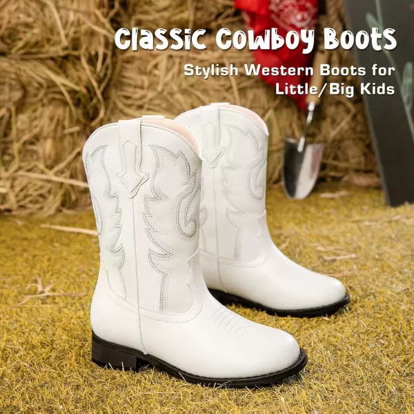 imageGirls Cowgirl Boots UnisexChild Mid Calf Glitter Toddler Cowboy Boot Little Big Kids Western Riding ShoesWhite
