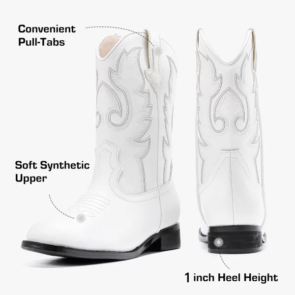 imageGirls Cowgirl Boots UnisexChild Mid Calf Glitter Toddler Cowboy Boot Little Big Kids Western Riding ShoesWhite