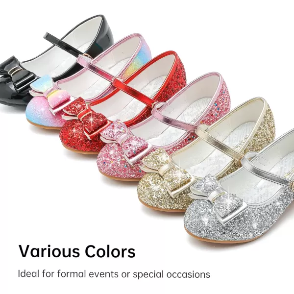 imageGirls Dress Shoes Glitter Princess Shoes Flower Girls Heels Birthday Christmas Wedding Party for Toddler Little Big KidBow Sequins Red