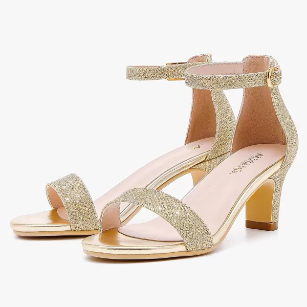 imageGirls Heel Sandals Open Toe Ankle Strap Flower Girl Dress Pump Sandals Wedding Party for Little Big KidGlitter Gold
