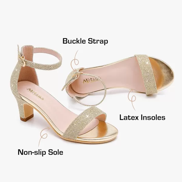 imageGirls Heel Sandals Open Toe Ankle Strap Flower Girl Dress Pump Sandals Wedding Party for Little Big KidGlitter Gold