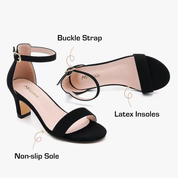 imageGirls Heel Sandals Open Toe Ankle Strap Flower Girl Dress Pump Sandals Wedding Party for Little Big KidNubuck Black