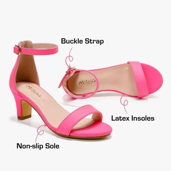 imageGirls Heel Sandals Open Toe Ankle Strap Flower Girl Dress Pump Sandals Wedding Party for Little Big KidNubuck Fuchsia