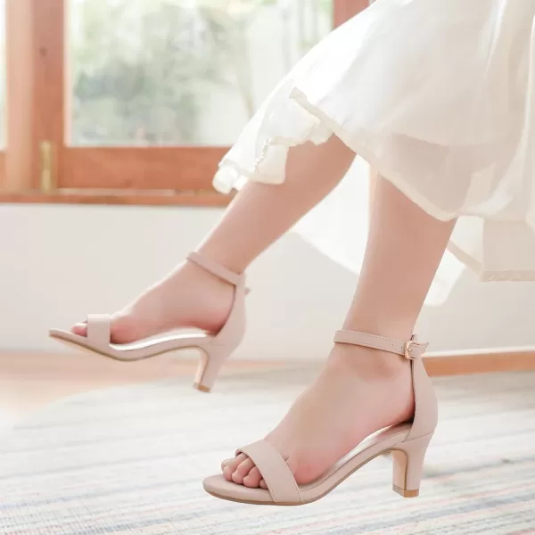 imageGirls Heel Sandals Open Toe Ankle Strap Flower Girl Dress Pump Sandals Wedding Party for Little Big KidNubuck Nude