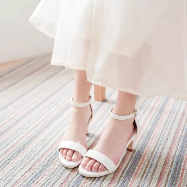imageGirls Heel Sandals Open Toe Ankle Strap Flower Girl Dress Pump Sandals Wedding Party for Little Big KidPu White