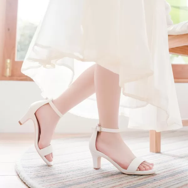 imageGirls Heel Sandals Open Toe Ankle Strap Flower Girl Dress Pump Sandals Wedding Party for Little Big KidPu White