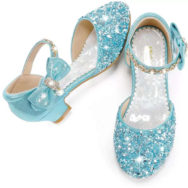 imageGirls Sandals Closed Toe Heels Wedding Party Girls Dress Shoes Toddler Little Big KidBlue