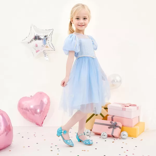 imageGirls Sandals Closed Toe Heels Wedding Party Girls Dress Shoes Toddler Little Big KidBlue