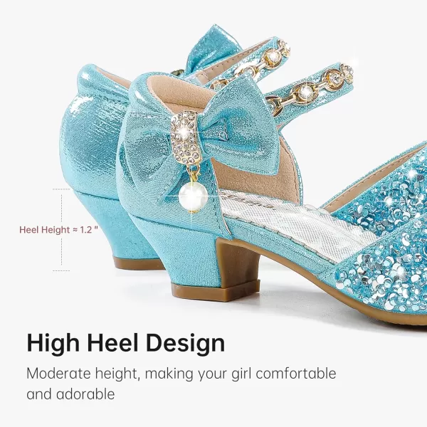 imageGirls Sandals Closed Toe Heels Wedding Party Girls Dress Shoes Toddler Little Big KidBlue