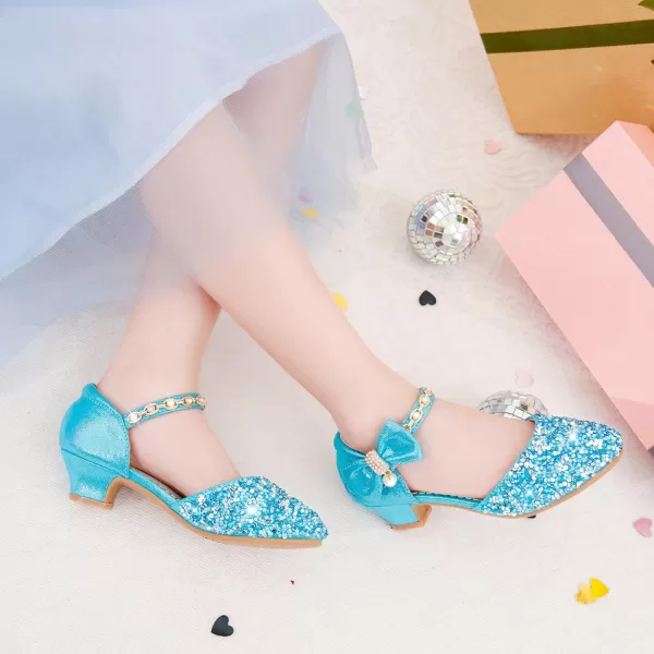 imageGirls Sandals Closed Toe Heels Wedding Party Girls Dress Shoes Toddler Little Big KidBlue