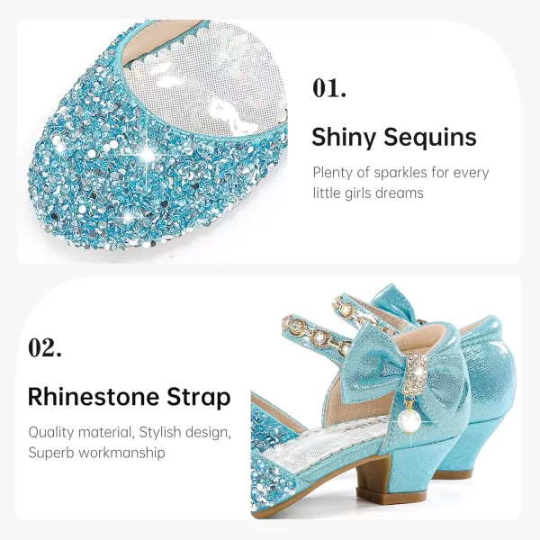 imageGirls Sandals Closed Toe Heels Wedding Party Girls Dress Shoes Toddler Little Big KidBlue