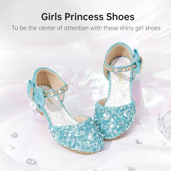 imageGirls Sandals Closed Toe Heels Wedding Party Girls Dress Shoes Toddler Little Big KidBlue