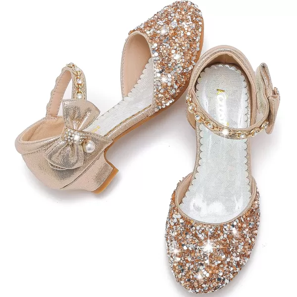 imageGirls Sandals Closed Toe Heels Wedding Party Girls Dress Shoes Toddler Little Big KidChampagne