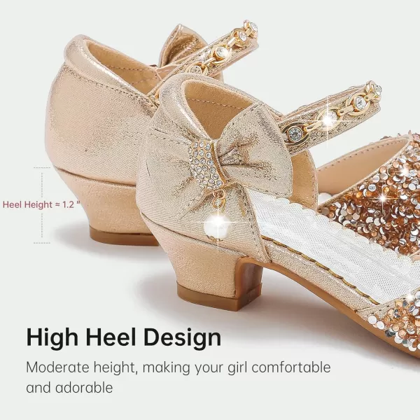 imageGirls Sandals Closed Toe Heels Wedding Party Girls Dress Shoes Toddler Little Big KidChampagne