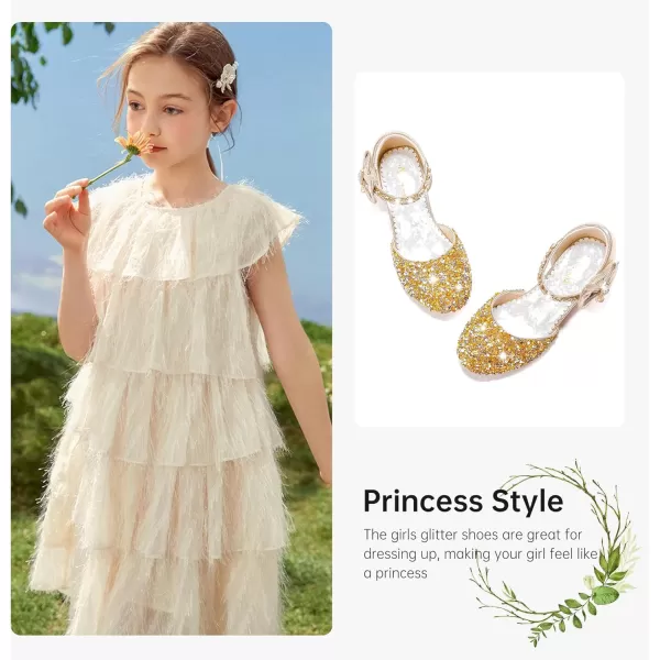 imageGirls Sandals Closed Toe Heels Wedding Party Girls Dress Shoes Toddler Little Big KidGold