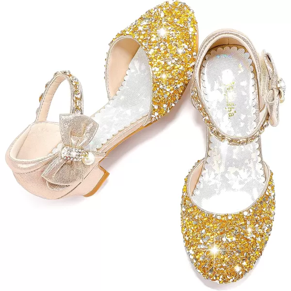 imageGirls Sandals Closed Toe Heels Wedding Party Girls Dress Shoes Toddler Little Big KidGold