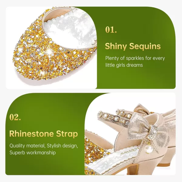 imageGirls Sandals Closed Toe Heels Wedding Party Girls Dress Shoes Toddler Little Big KidGold